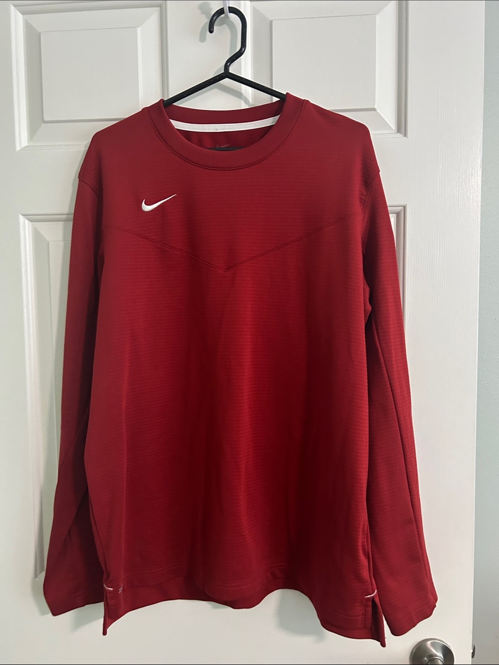 Nike Burgundy Long Sleeve Crew with White Swoosh